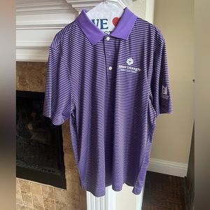 Purple striped Cutter & Buck Bakers Triangle Golf shirt